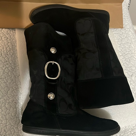 Pre Owned Coach Black Logo C Casual Woman’s boots Size 7.5 - Picture 3 of 10
